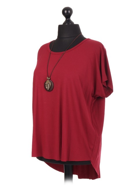 Italian High Low Top With Necklace