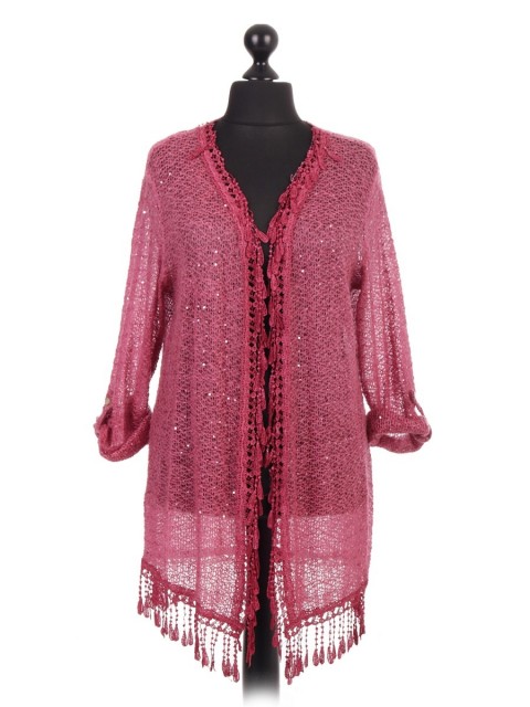 Italian Crochet Net Lace fringe kimono