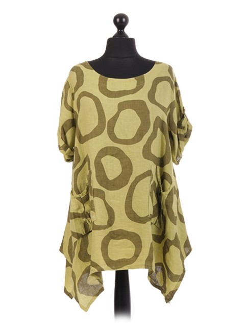 Italian Linen Circle Print Tunic Top