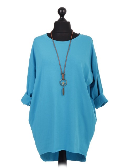 Italian Turn-up/Full Sleeve Dip Hem Tunic Top