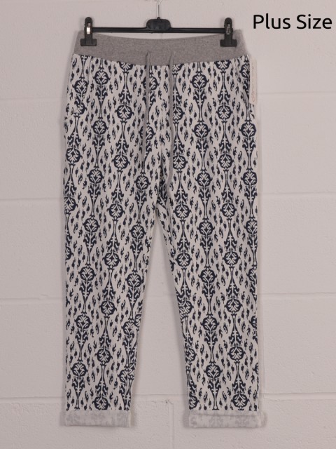 Plus Size Italian Printed Cotton Trousers