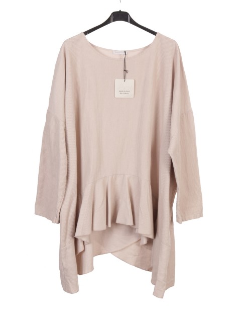 Plus Size Italian Corduroy Ruffle Hem Tunic Top
