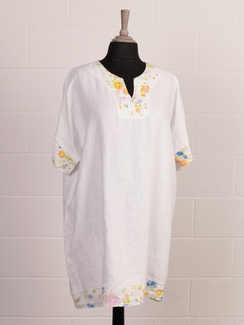 Plus Size Italian Printed Panel Linen Dress
