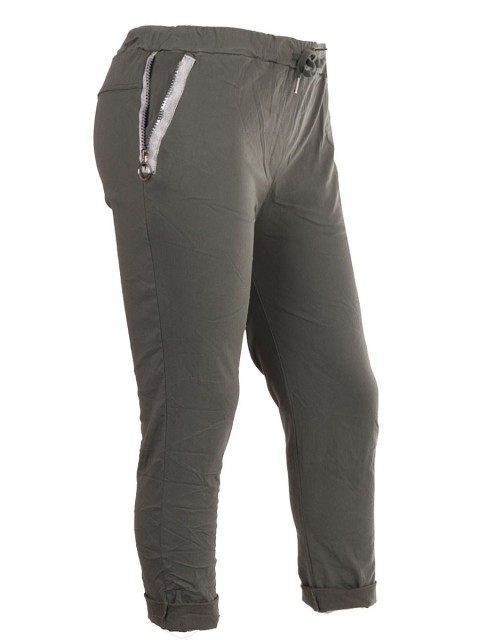 Plus Size Italian Zipped Pockets Magic Pants