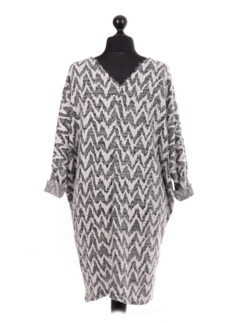 Zig Zag Print Oversized Baggy Tunic