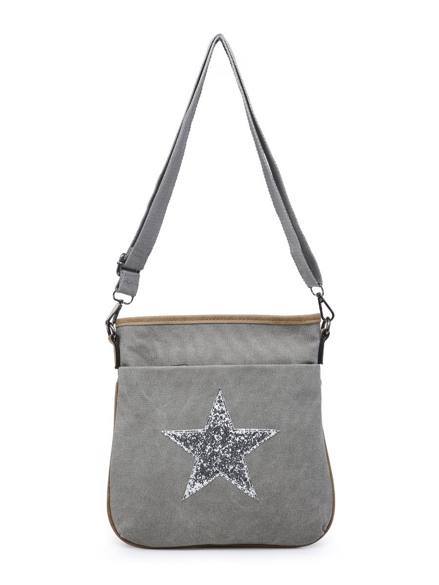 Canvas Glossy Star Cross Body Bag