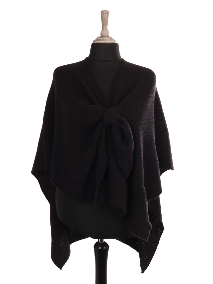 Chunky Knit Loop Fastening Cape