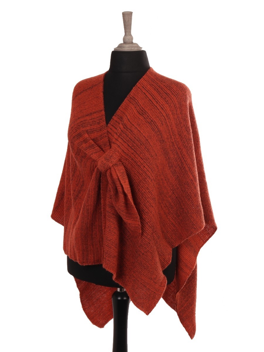 Chunky Knit Loop Fastening Cape