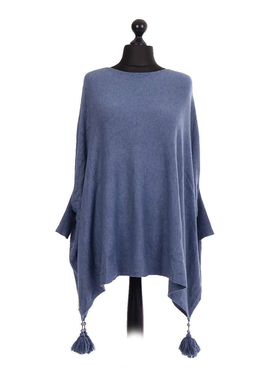 Made in Italy clothing, Italian Batwing Tassels Poncho