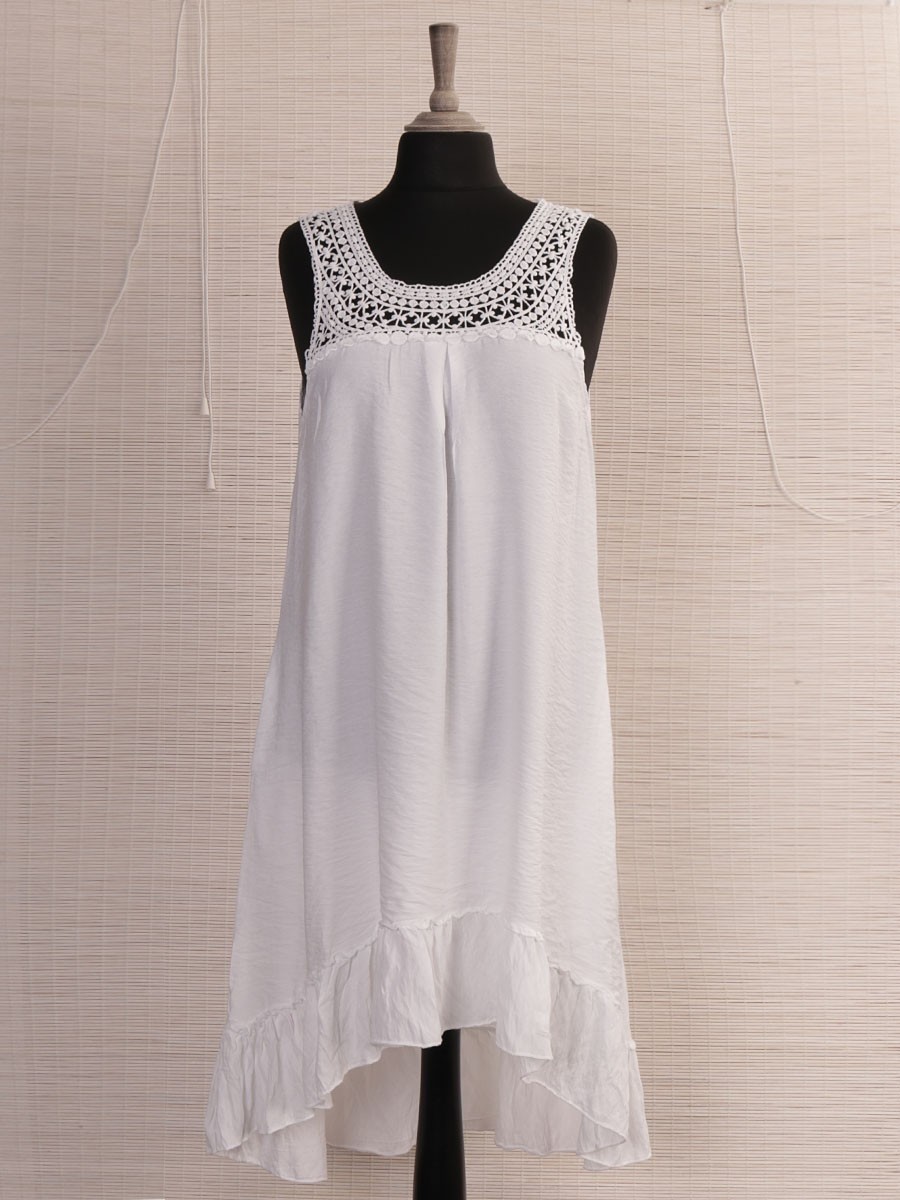 White lace dip hem dress hot sale