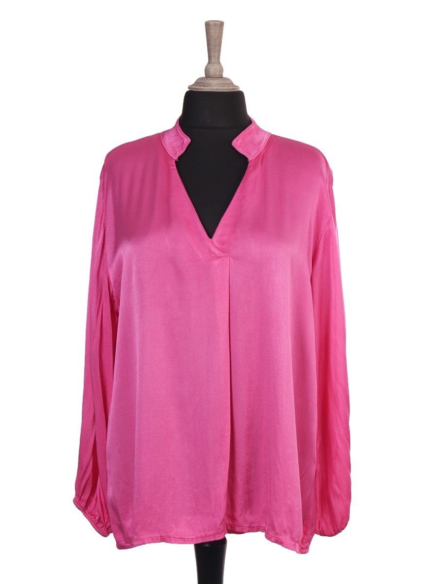 Italian Satin Blouse With Elasticated Sleeves