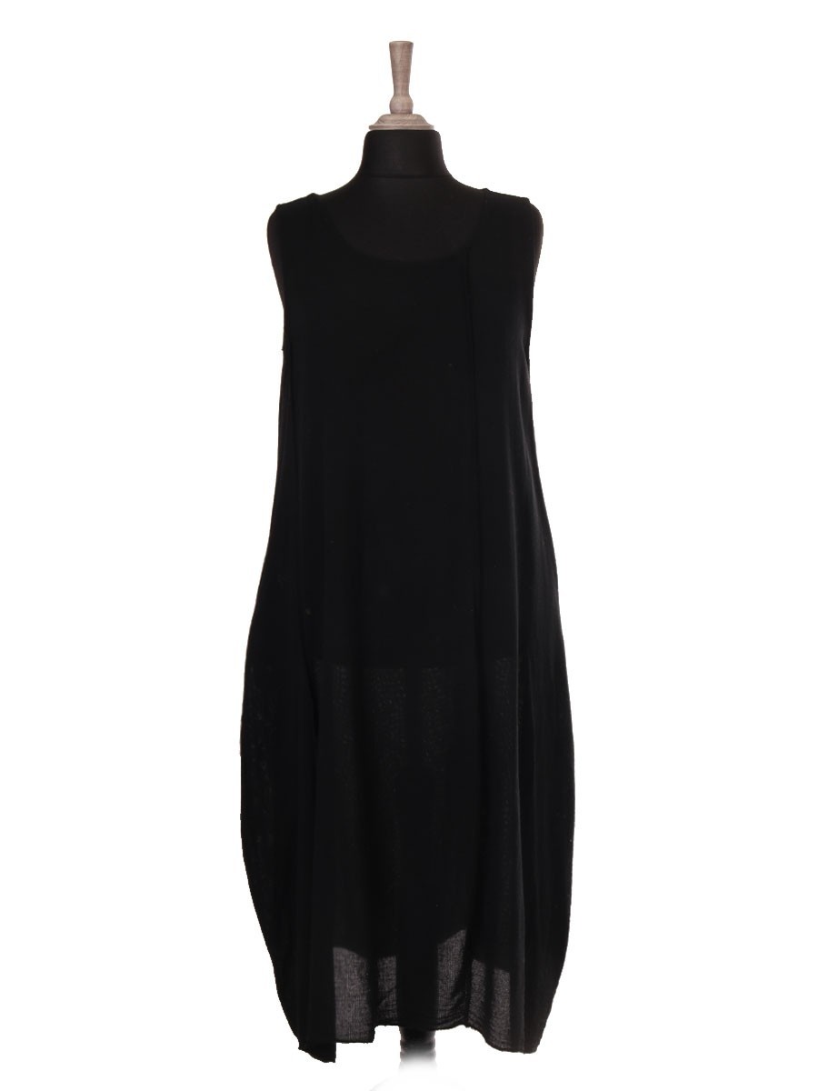 Italian Sleeveless Lagenlook Dress With Side Pockets