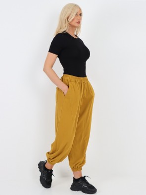 Italian Cuffed Harem Style Cotton Trousers