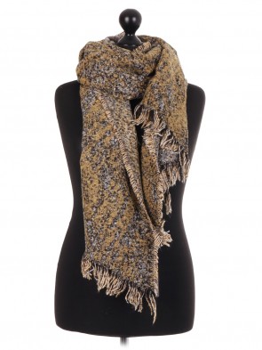 Asymmetric Long Fringed Scarf