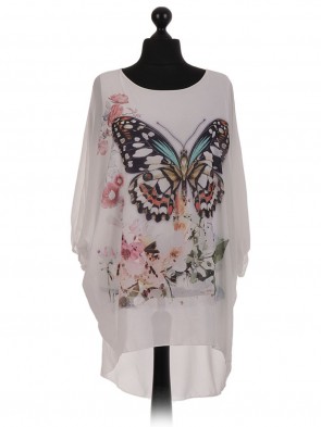 Buttefly Batwing Chiffon Tunic Dress