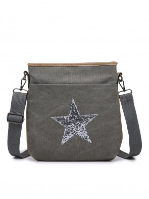 Canvas Glossy Star Cross Body Bag