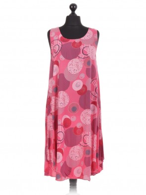 Italian Circle Print Sleeveless Swing Dress