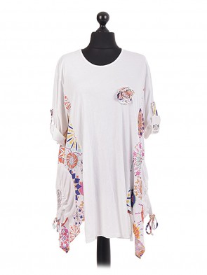 Italian Floral Cut Waterfall Hem Pocket Tunic