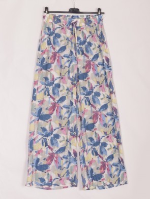 Floral Printed Wide Leg Crinkle Trousers