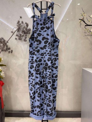 Italian Animal Print Cotton Lagenlook Dungaree