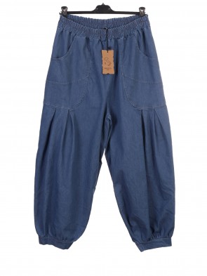 Italian Barrel Leg Front Pockets Denim Trousers