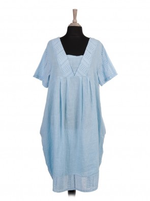 Italian Broderie Patch Linen Lagenlook Dress