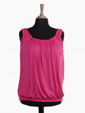 Italian Bubble Hem Jersey Vest Top