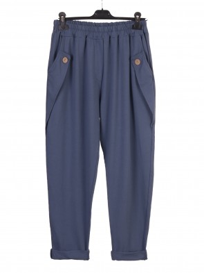 Italian Button Detail Pocket Cotton Trousers