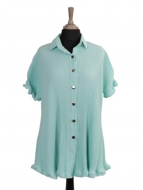 Italian Button Through Pleated Blouse