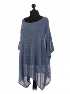 Italian Cotton Mesh Net Batwing Top