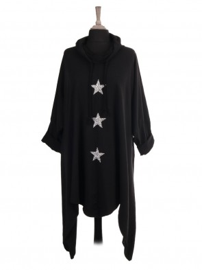 Italian Cowl Neck Glitter Stars Long Dress