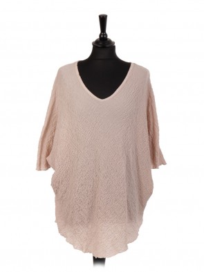 Italian Crushed Fabric Batwing Top