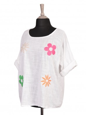 Italian Daisy Flower Embossed Cotton Top