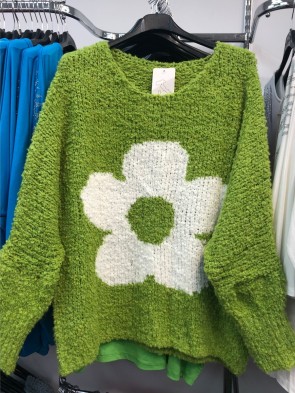 Italian Daisy Flower Wool Mix Knitted Jumper