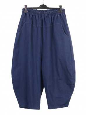 Italian Denim Slouchy Relaxed Trousers With Pockets