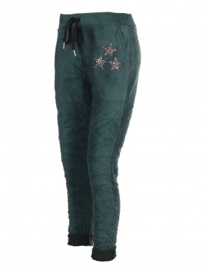 Italian Diamante Star Suede Magic Pants