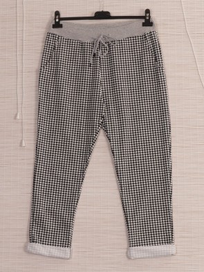 Italian Dogtooth Printed Cotton Trousers