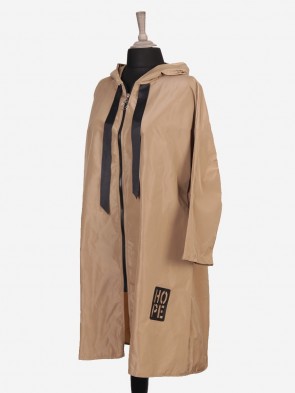 Italian Drawstring Hooded Rain Jacket with Side Pockets