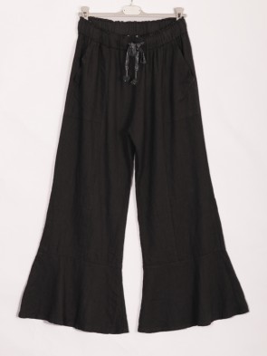 Italian Flared Wide Leg Linen Trousers