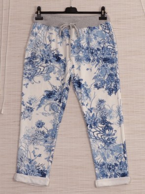 Italian Floral Cotton Summer Joggers With Side Pockets