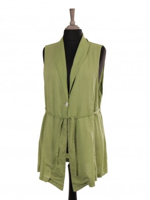 Italian Front Button Detail Collard Linen Cardigan