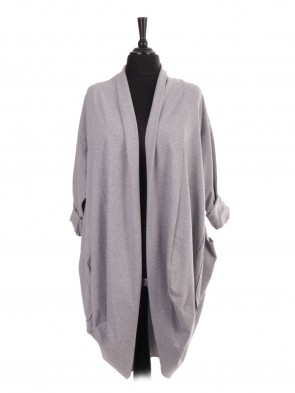 Italian Front Open Waterfall Cardigan With Front Pockets