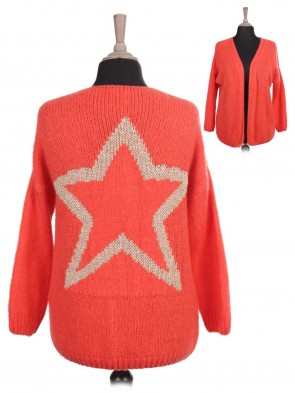 Italian Glittery Star Back Detail Mohair Cardigan