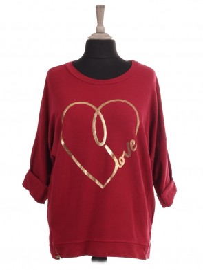 Italian Glossy Love Heart Top With Side Zip Detail