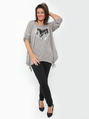 Italian Heart Sequin Lagenlook Top