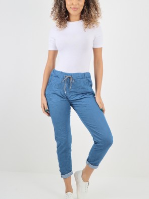 Italian Italian Drawstring Waist Denim Magic Pants