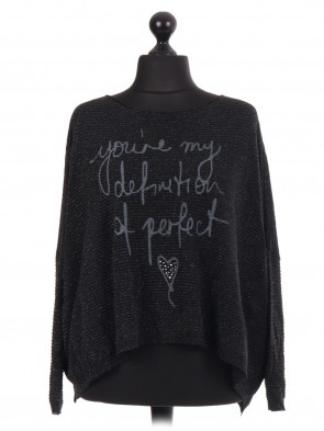 Italian Knitted Glittery Crop Batwing Jumper