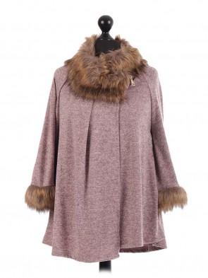 Italian Batwing Sleves Fur Poncho