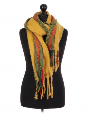 ladies Italian Lana Wool Mix Stripe Pattern Scarf