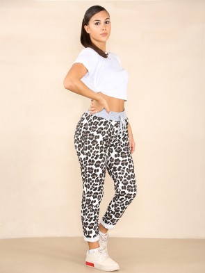 Italian Leopard Print Cotton Trousers